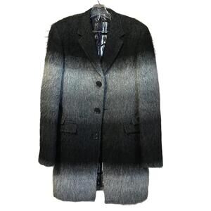 Hans Ubbink Long Mohair Jacket US M Notch Lapel Fall Winter 2010 Black Gray
